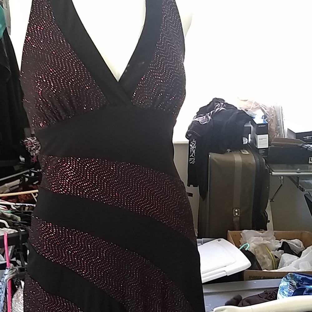 Black and purple sequence dress